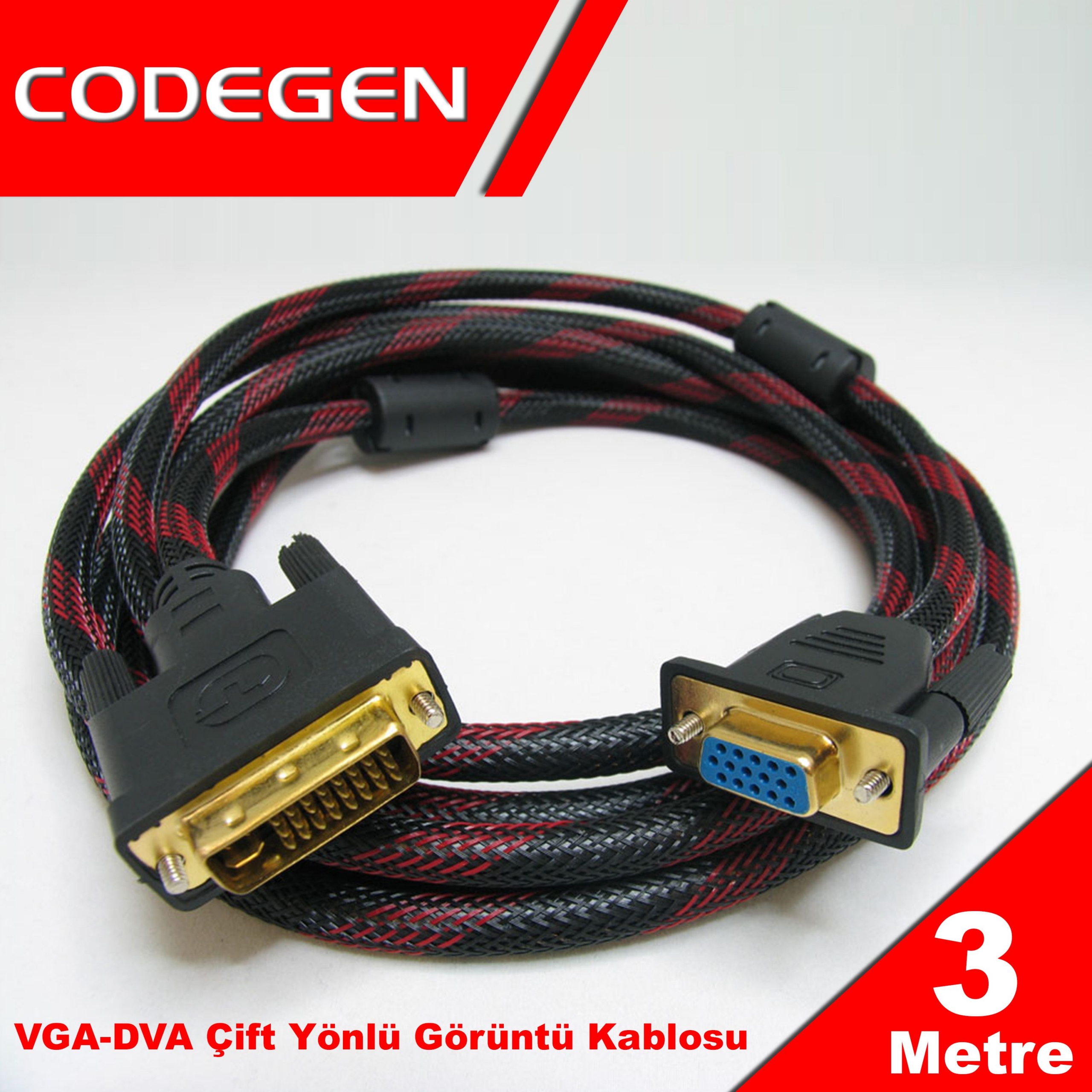 CODEGEN CPD19 3 Metre DVI/VGA Çevirici Kablo M/F