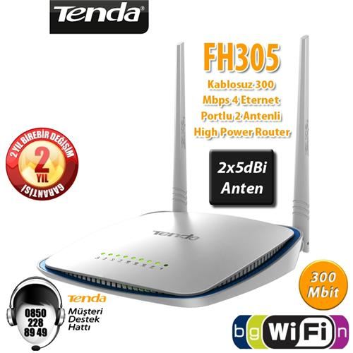 TENDA 4Port 300Mbps HighPower Router FH305