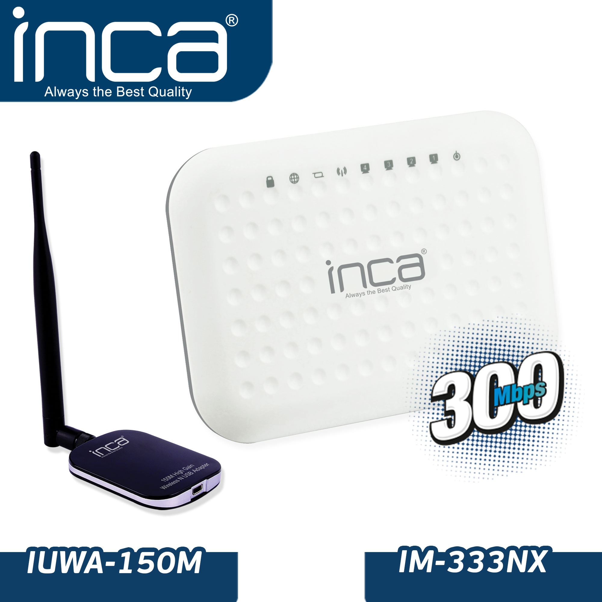 INCA IM-333NX 300MBPS MODEM+IUWA-150M ADAPTÖR IM-333NXIUWA-150M