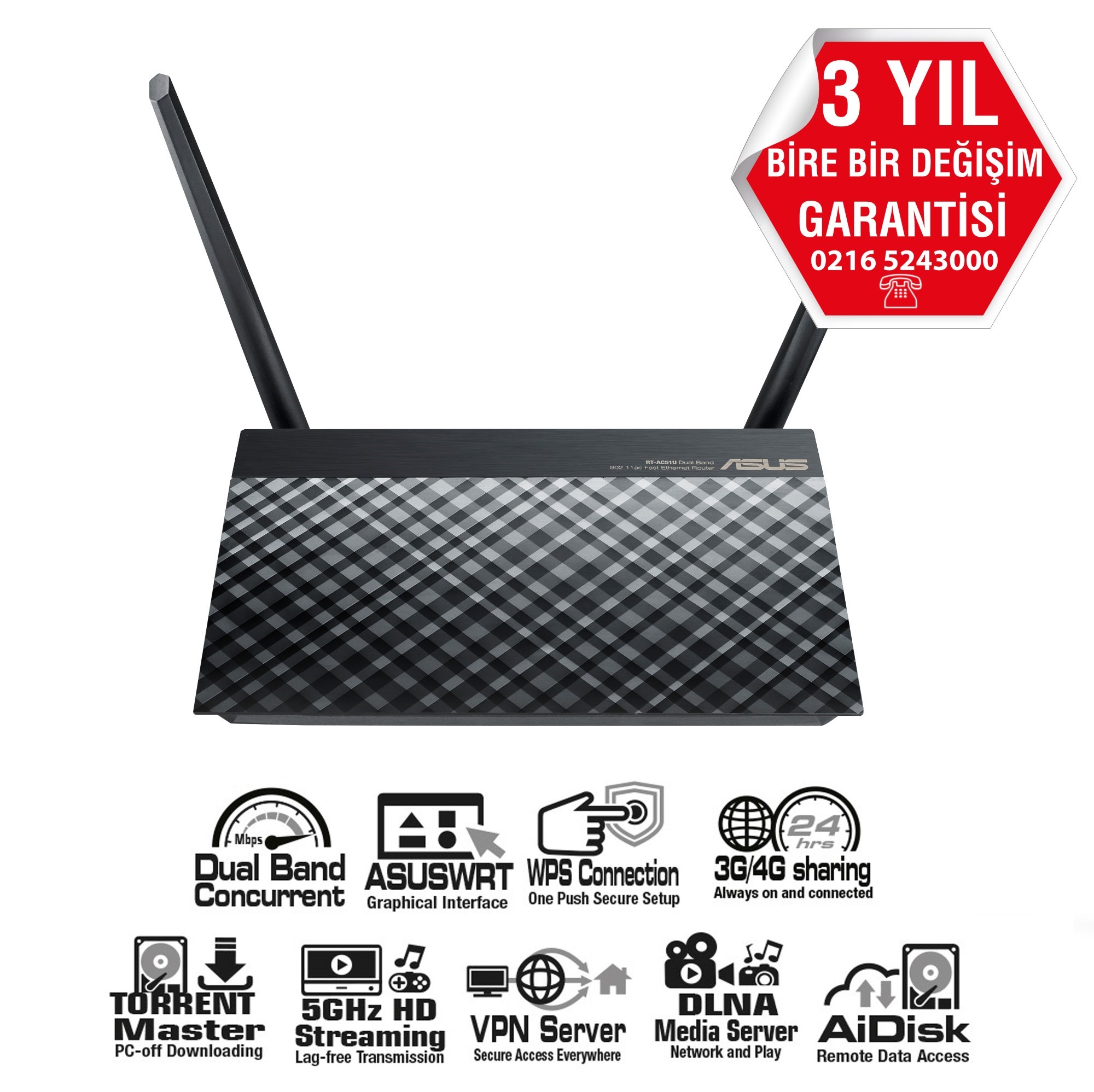 ASUS RT-AC51U 5 PORT DUAL-BAND VPN EWAN 3G 10/100 ROUTER