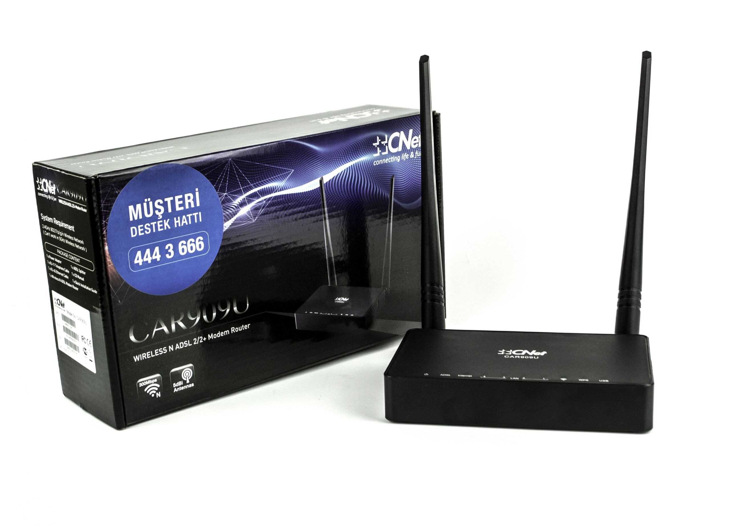 CNET 4 Port, 300Mbps, 3G Destekli ADSL Modem/Repeater CAR909U