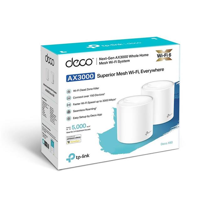 TP-LINK DECO X60 AX3000 MESH EV WI-FI 6 SİSTEMİ (İKİLİ)